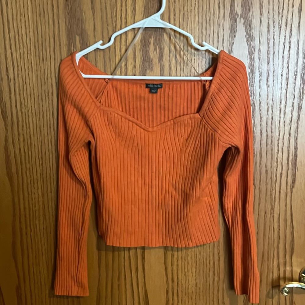 orange knit long sleeve